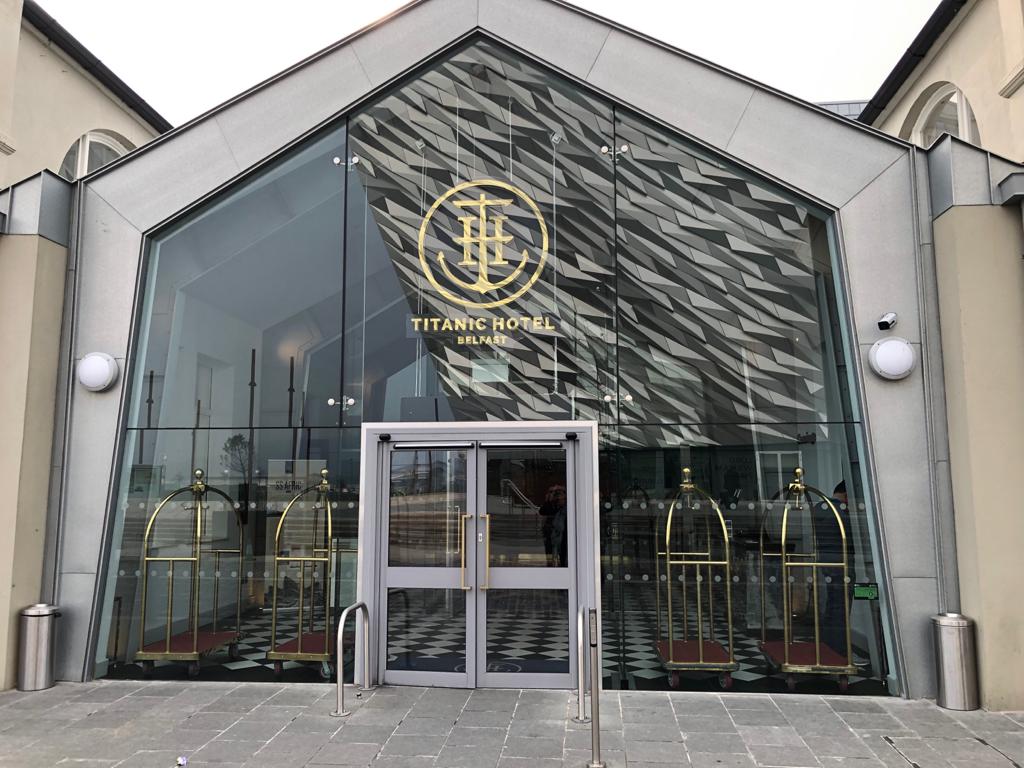 The entrance of the Titanic Hotel