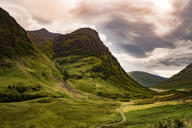 Glencoe and the grassy area surrounding it