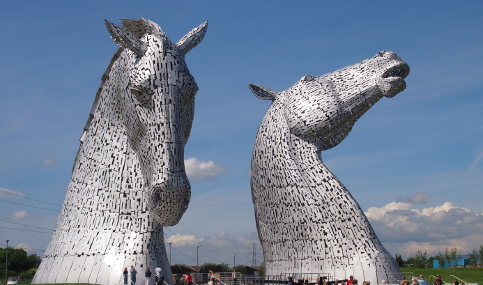 The kelpies statue on a sunny day